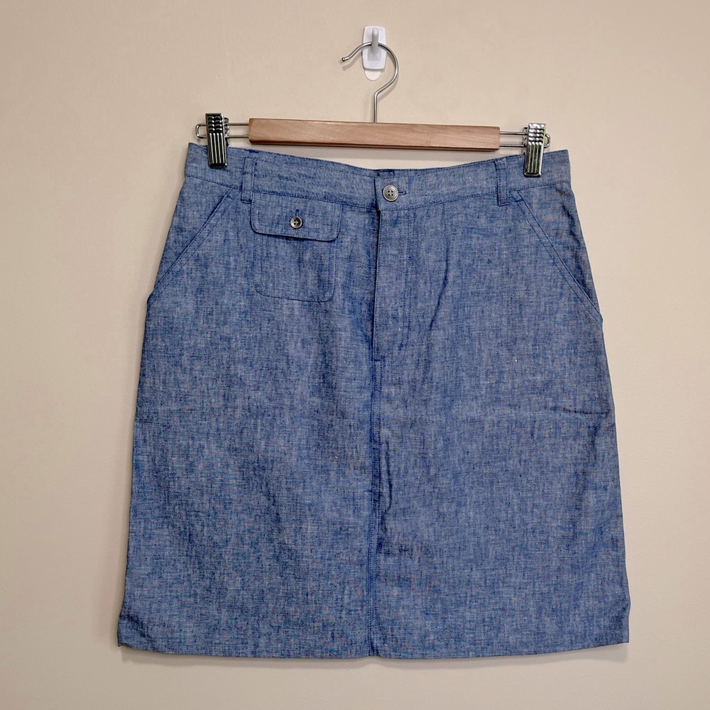Vintage chambray linen cotton skirt petite